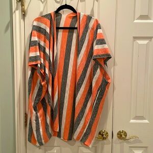 Kimono - orange, grey, white Raw hem